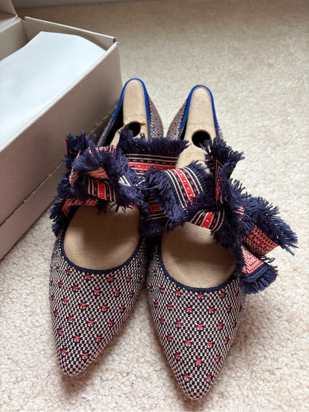 Rothy’s Pointed Bow Flats - Coral Dot